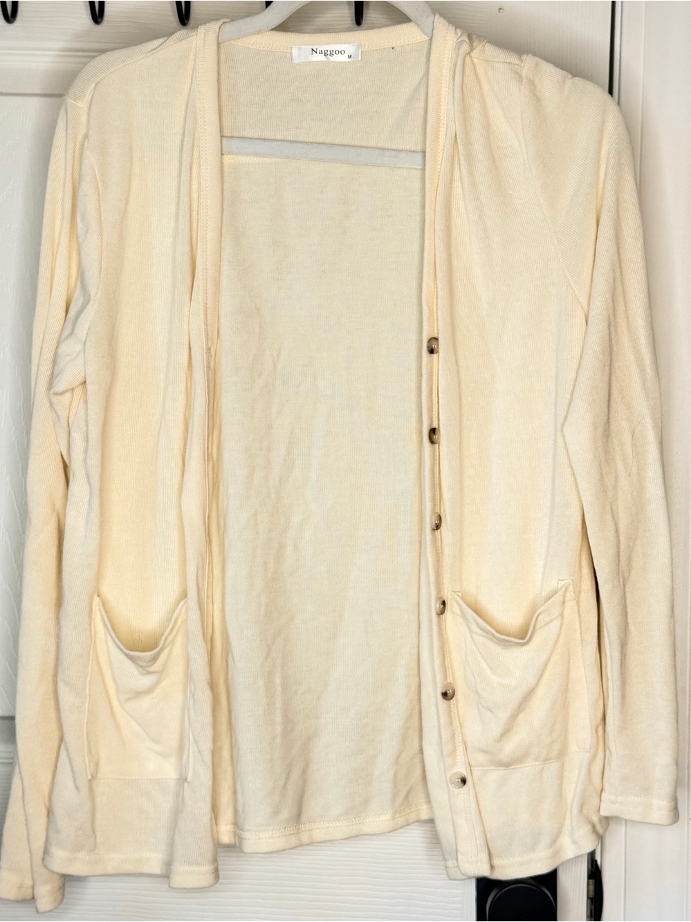 Naggoo Cream Button-Front Cardigan Sweater Size Medium